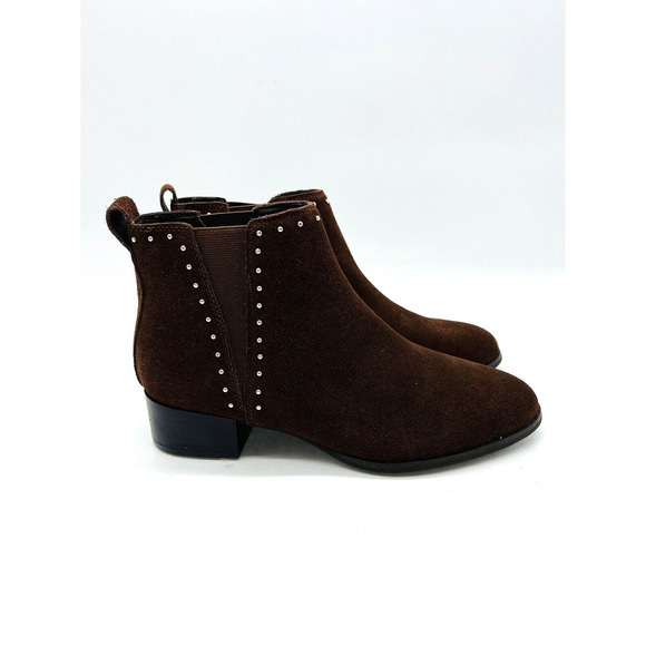 Isaac Mizrahi Studded Suede Ankle Booties- Coffee, US 8.5M *missing stud* - Picture 4 of 11